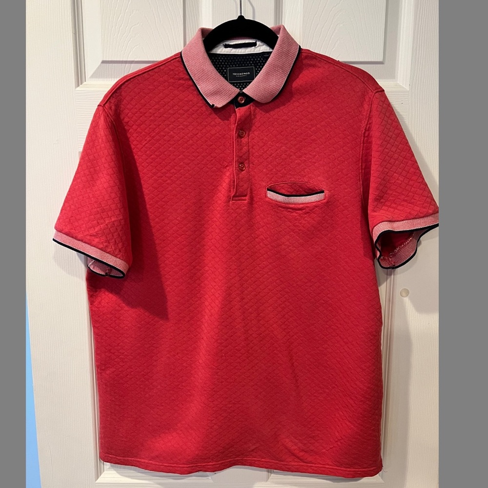 7 Diamonds Men’s Red Quilted-Style Pocket Polo